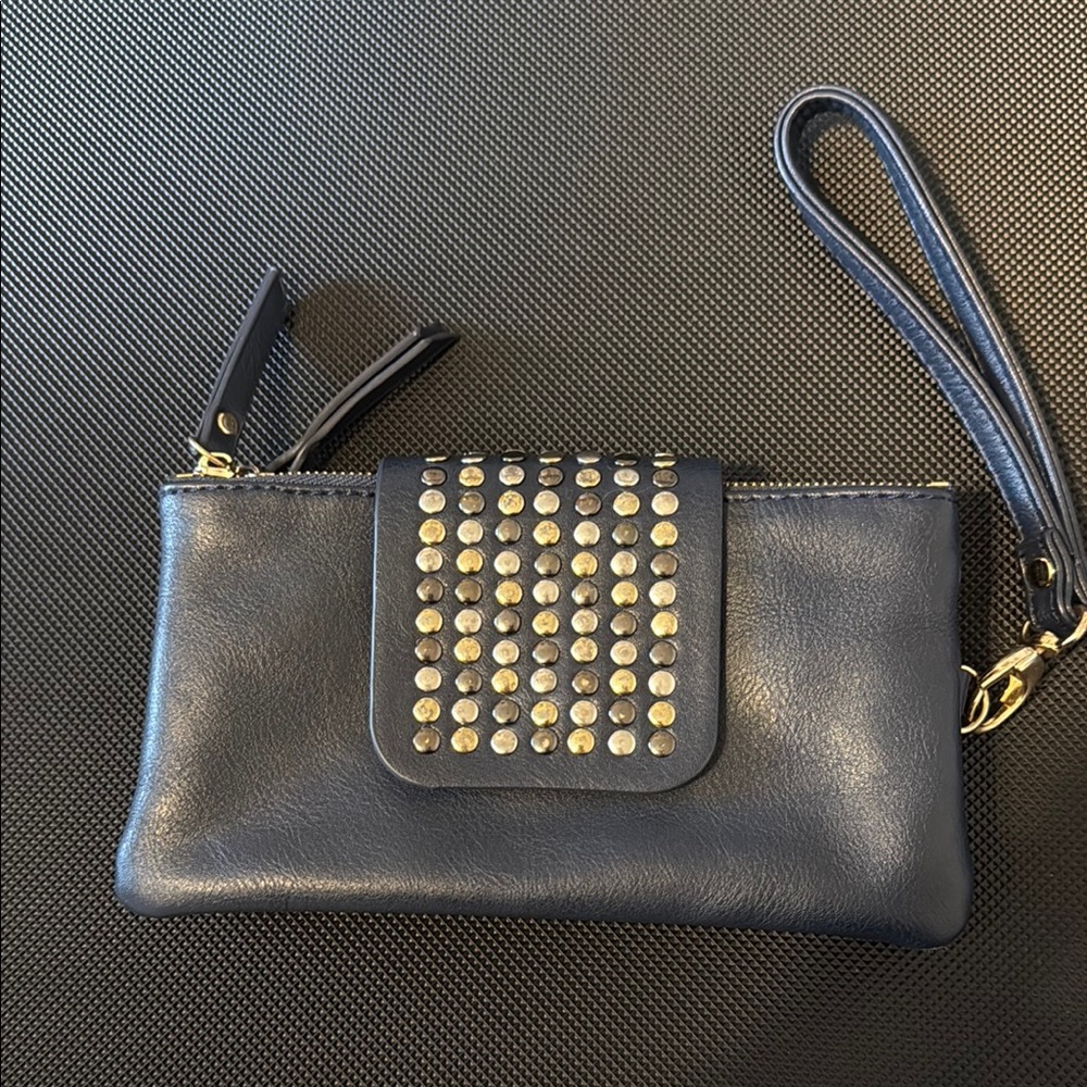 Olivia Miller Navy and Gold Studded Wristlet
